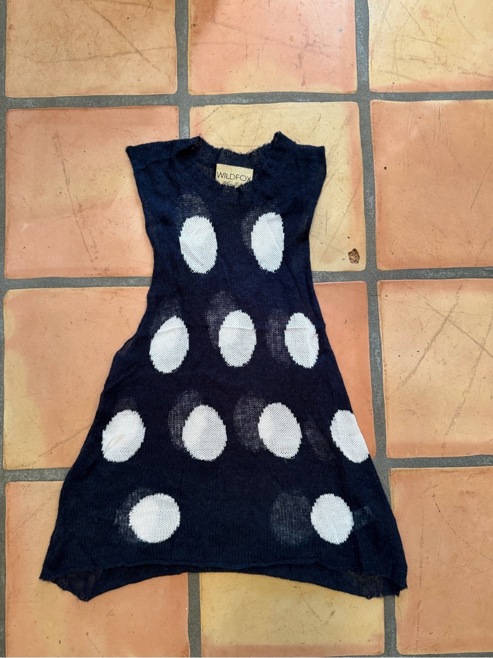 Wildfox Navy Tank Top with White Polka Dots
